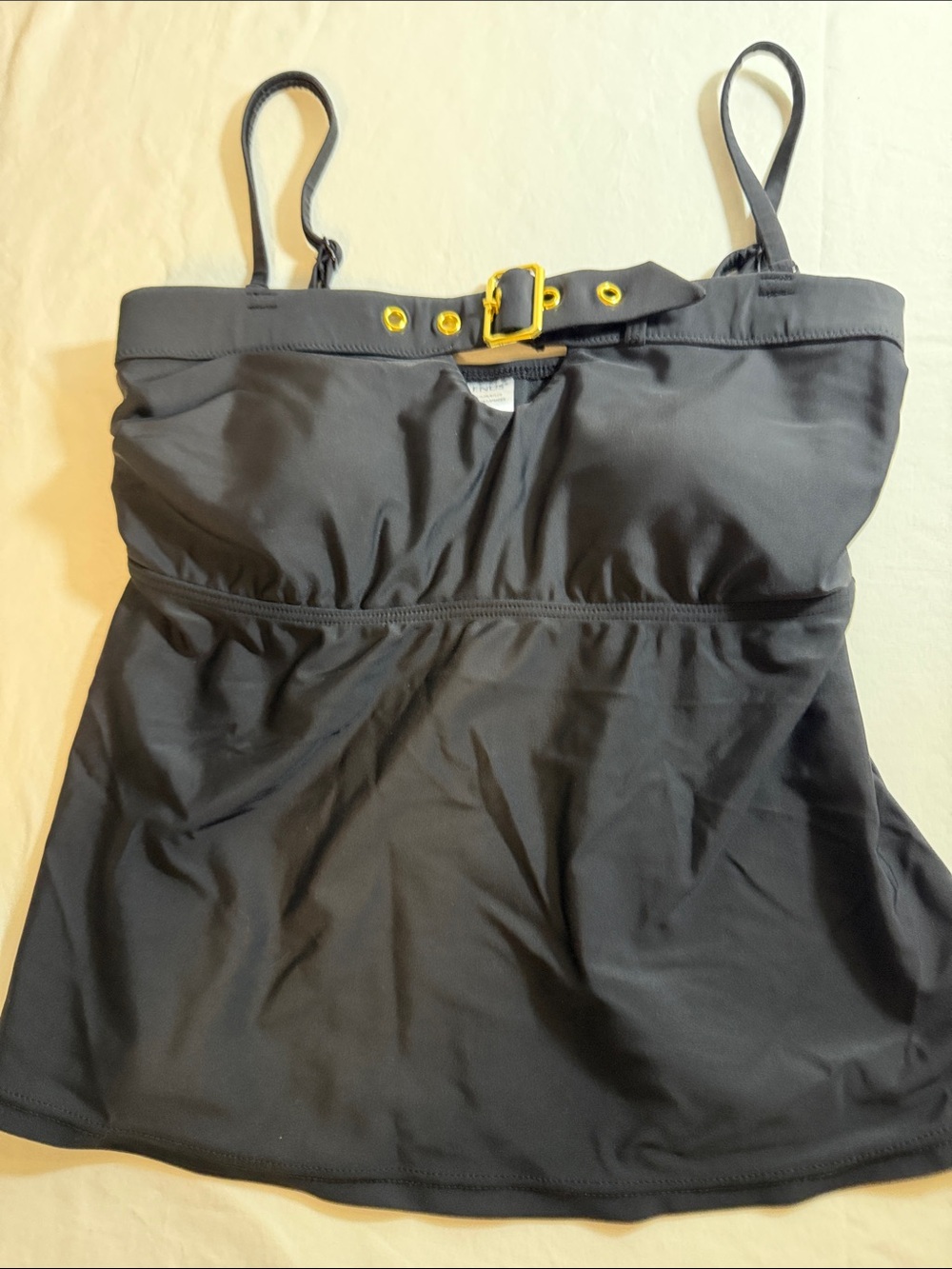 Venus Black Swimsuit Tankini top with Gold Accent Adjustable Buckle